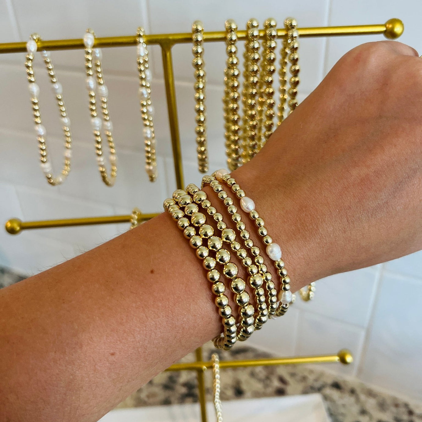 14K Gold Filled 4 & 6MM Bracelet - Dixie Rose