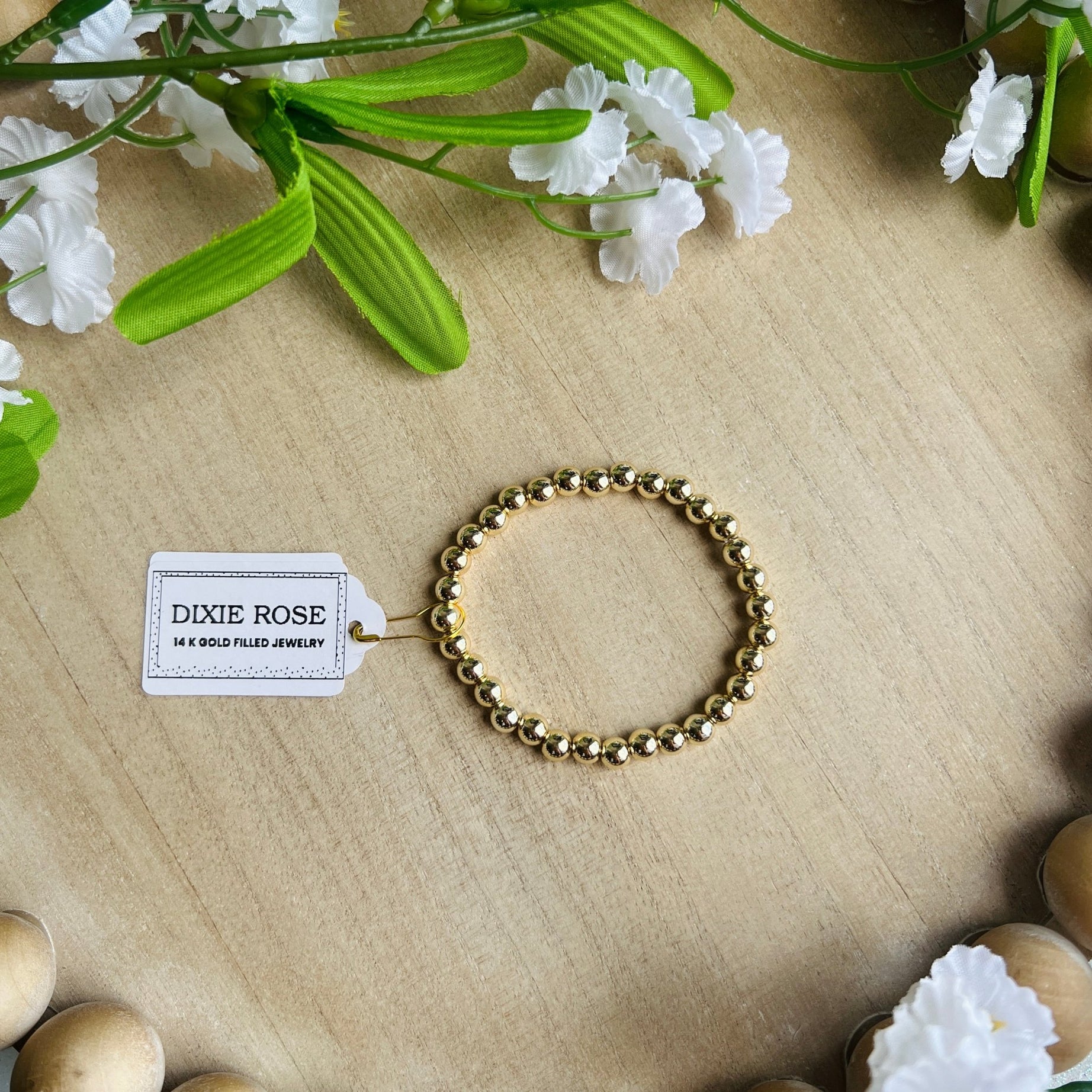 14K Gold Filled 6MM Bracelet - Dixie Rose