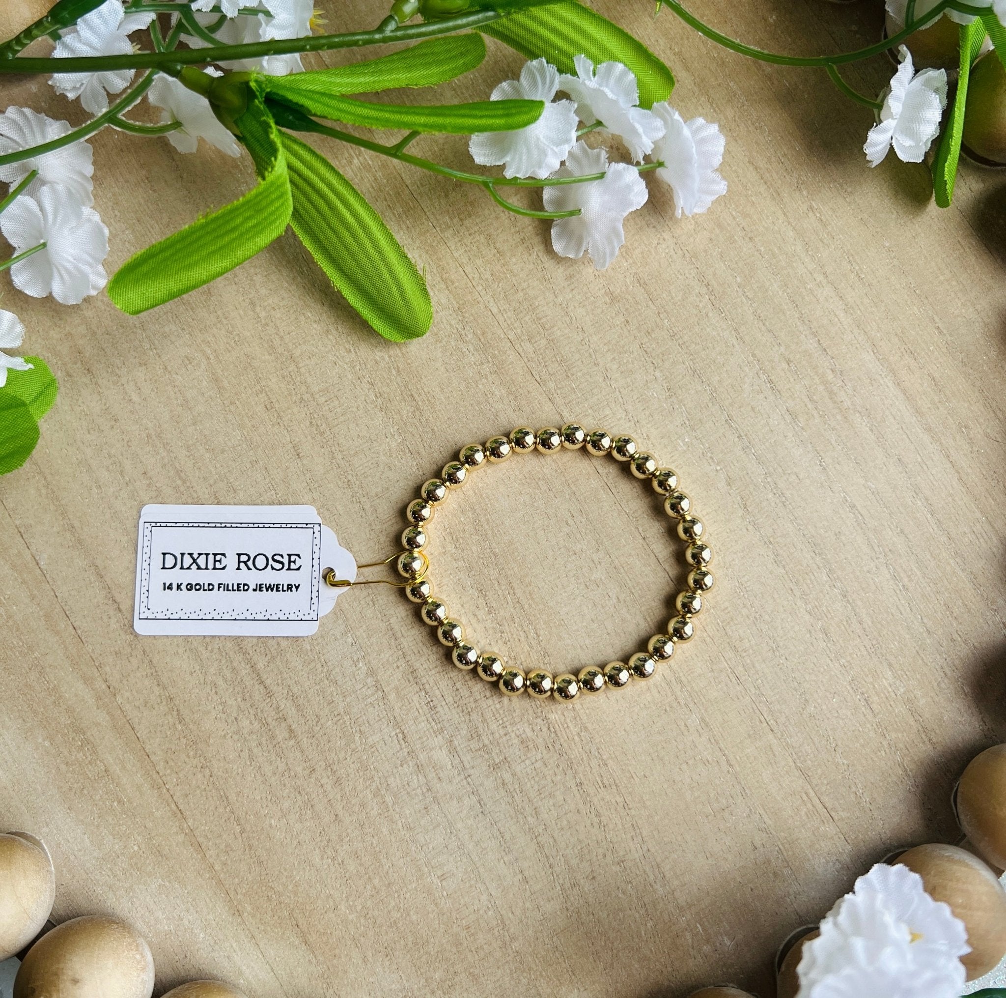 14K Gold Filled 6MM Bracelet - Dixie Rose