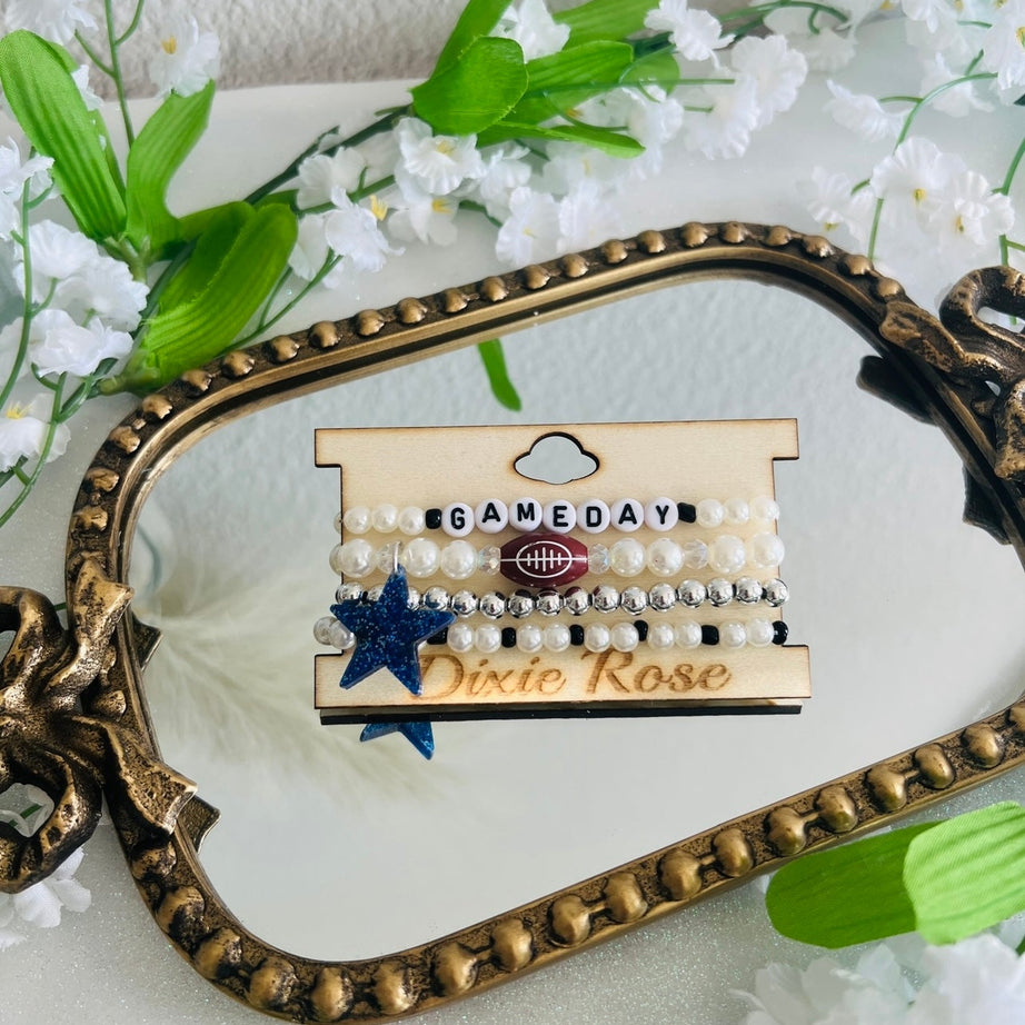 Blue Gameday Bracelet Stack - Dixie Rose