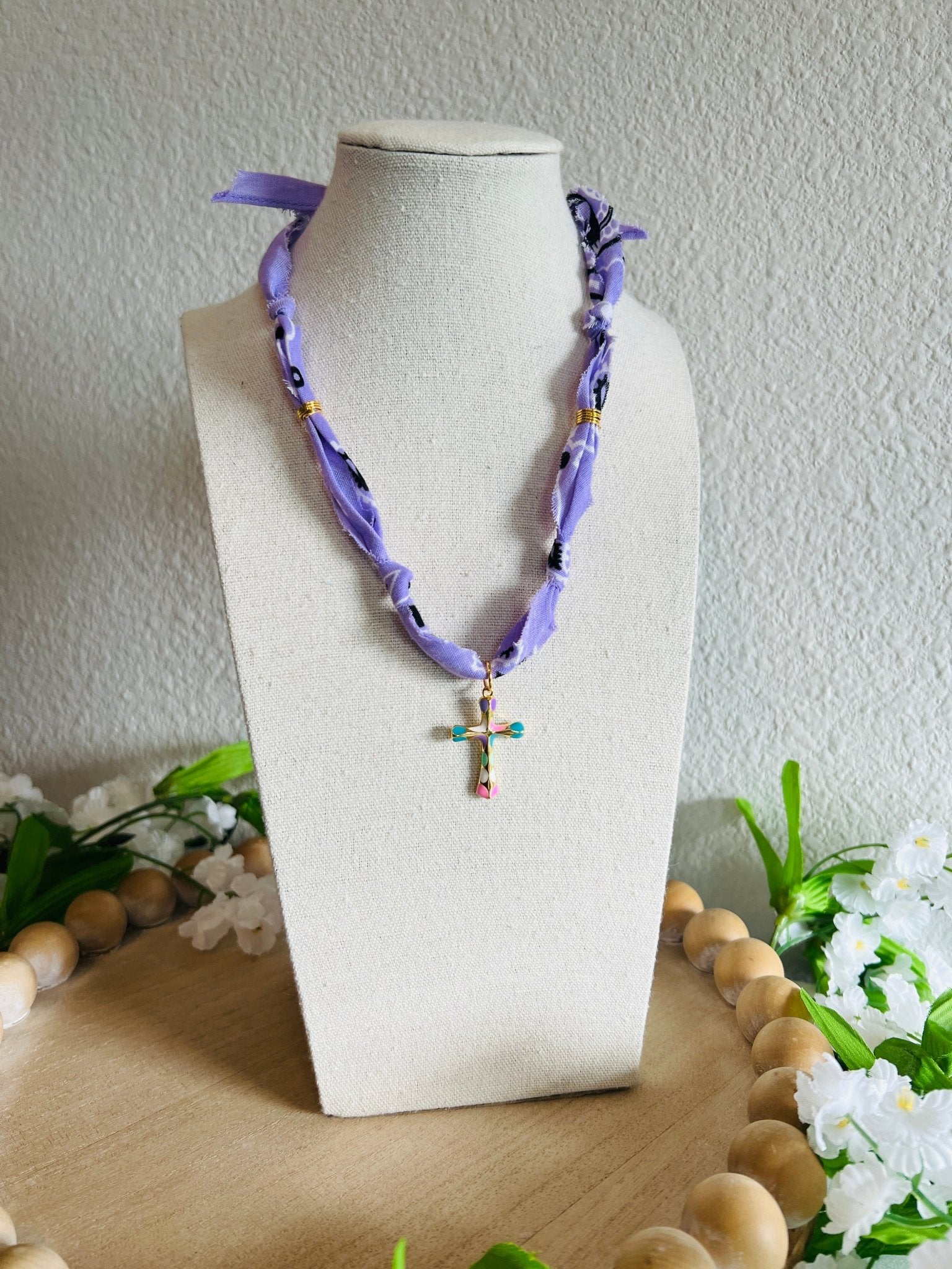 Colorful Cross Charm Necklace - Dixie Rose