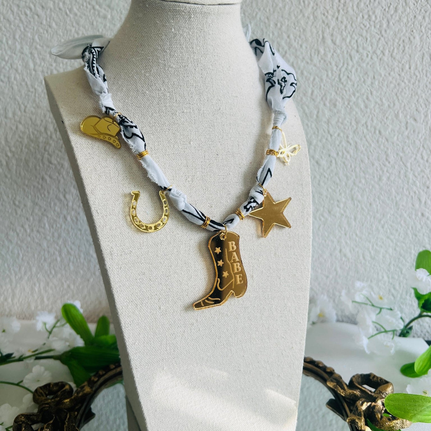 Cowgirl Babe Bandana Charm Necklace - Dixie Rose