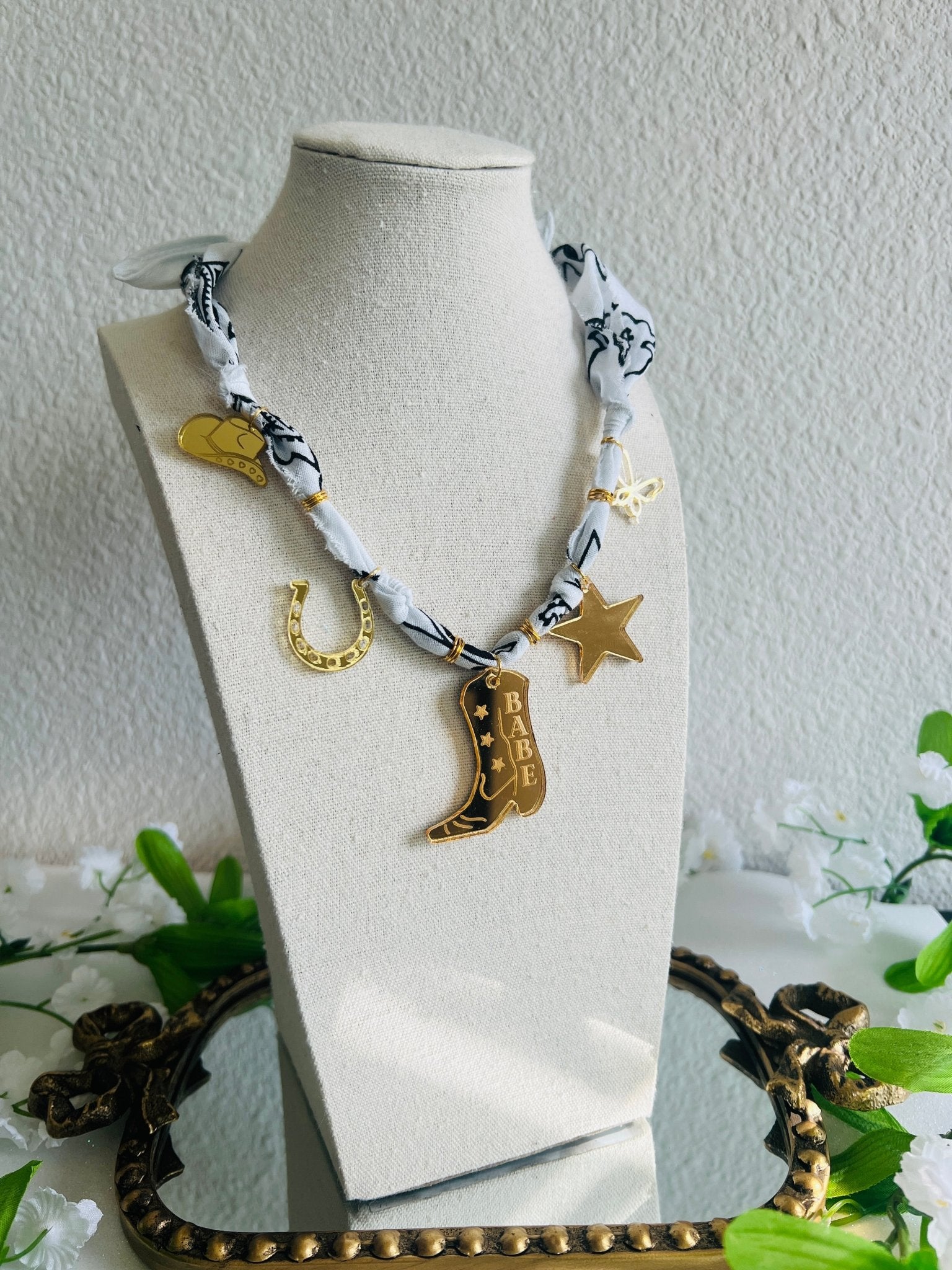 Cowgirl Babe Bandana Charm Necklace - Dixie Rose