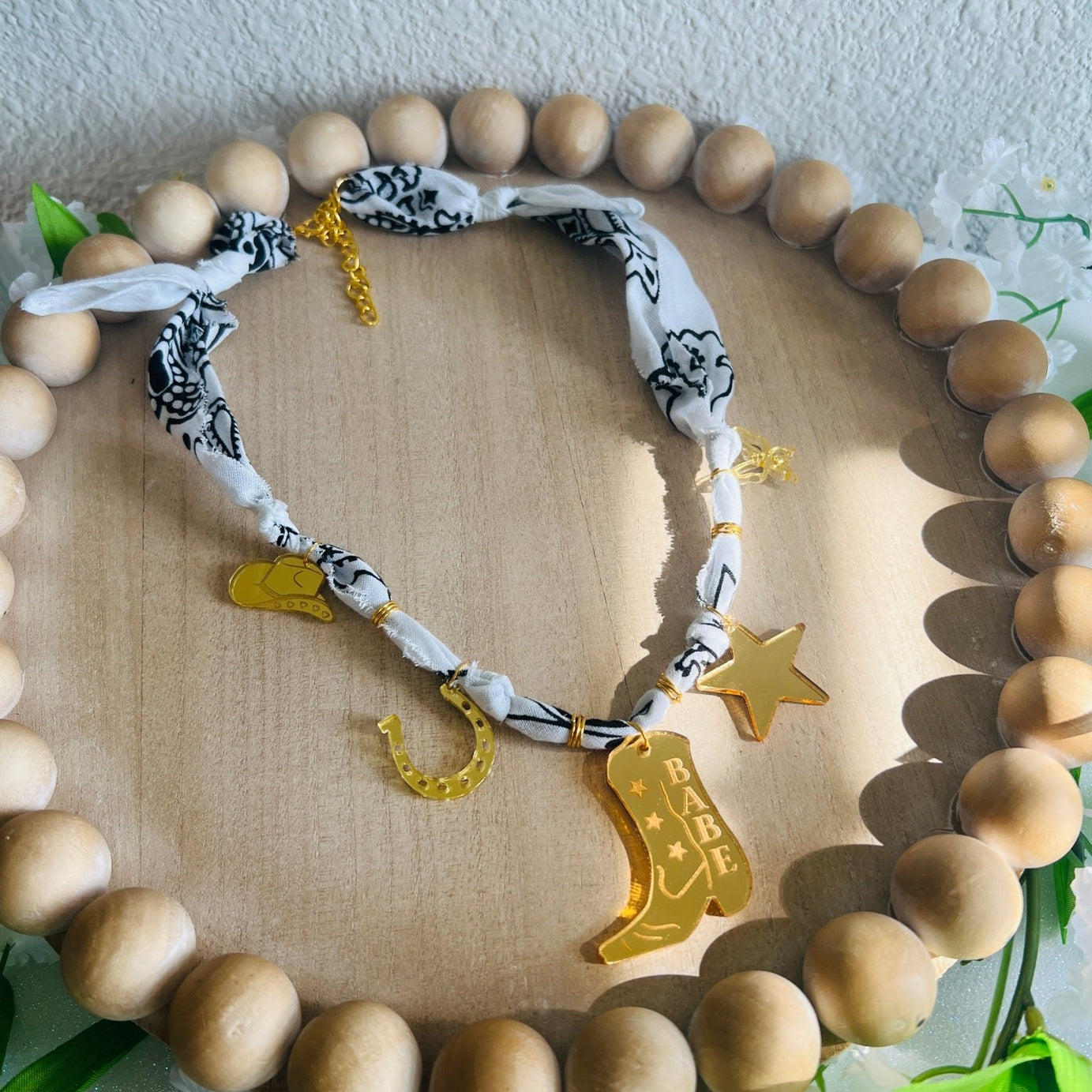 Cowgirl Babe Bandana Charm Necklace - Dixie Rose