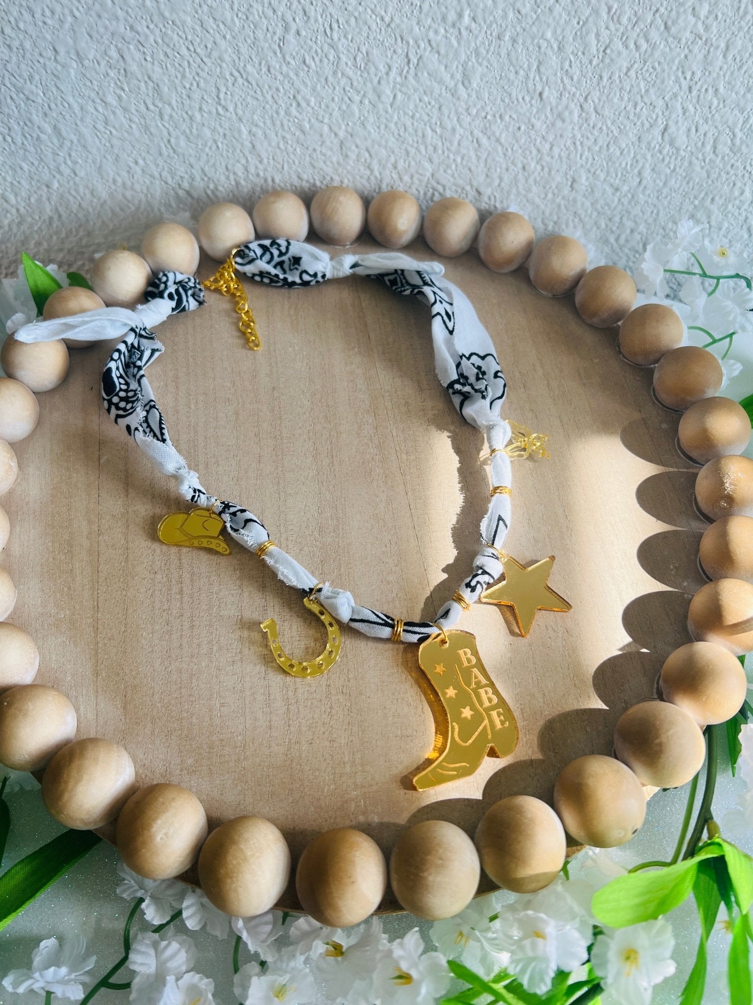 Cowgirl Babe Bandana Charm Necklace - Dixie Rose