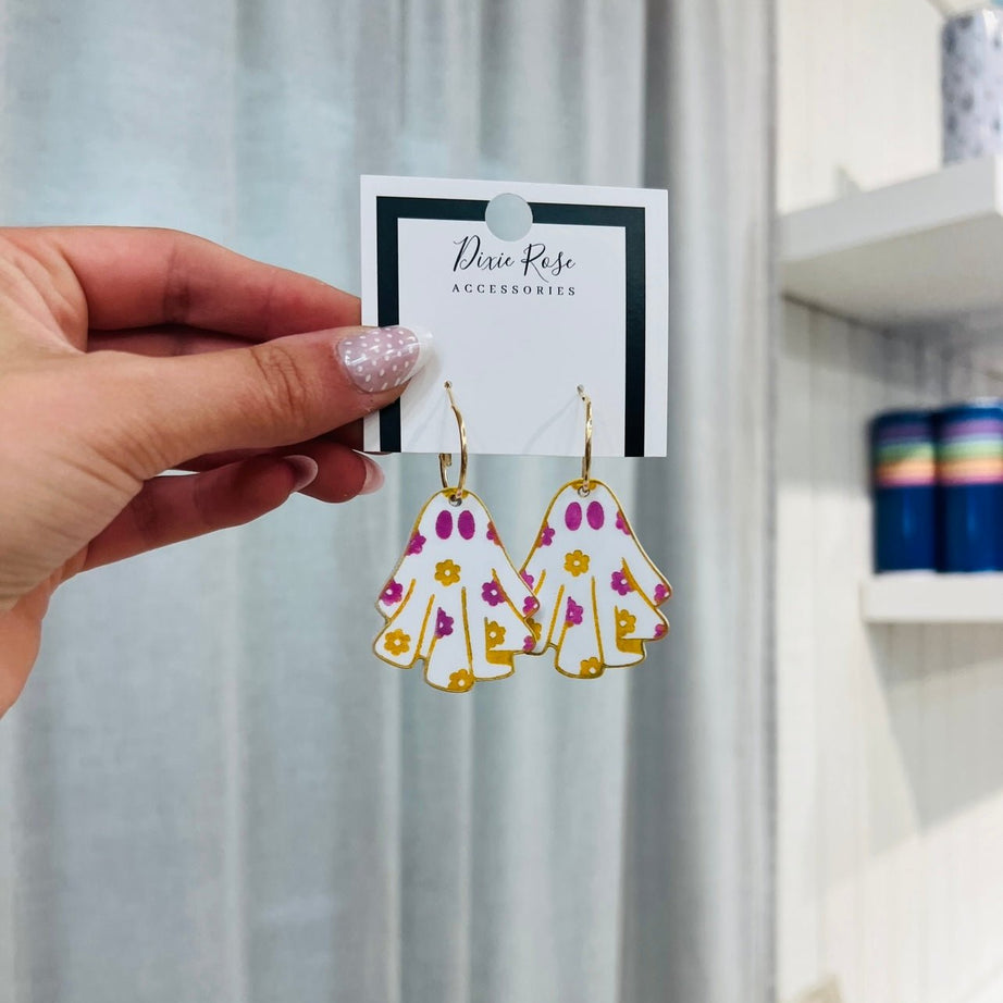Floral Ghost Earrings - Dixie Rose