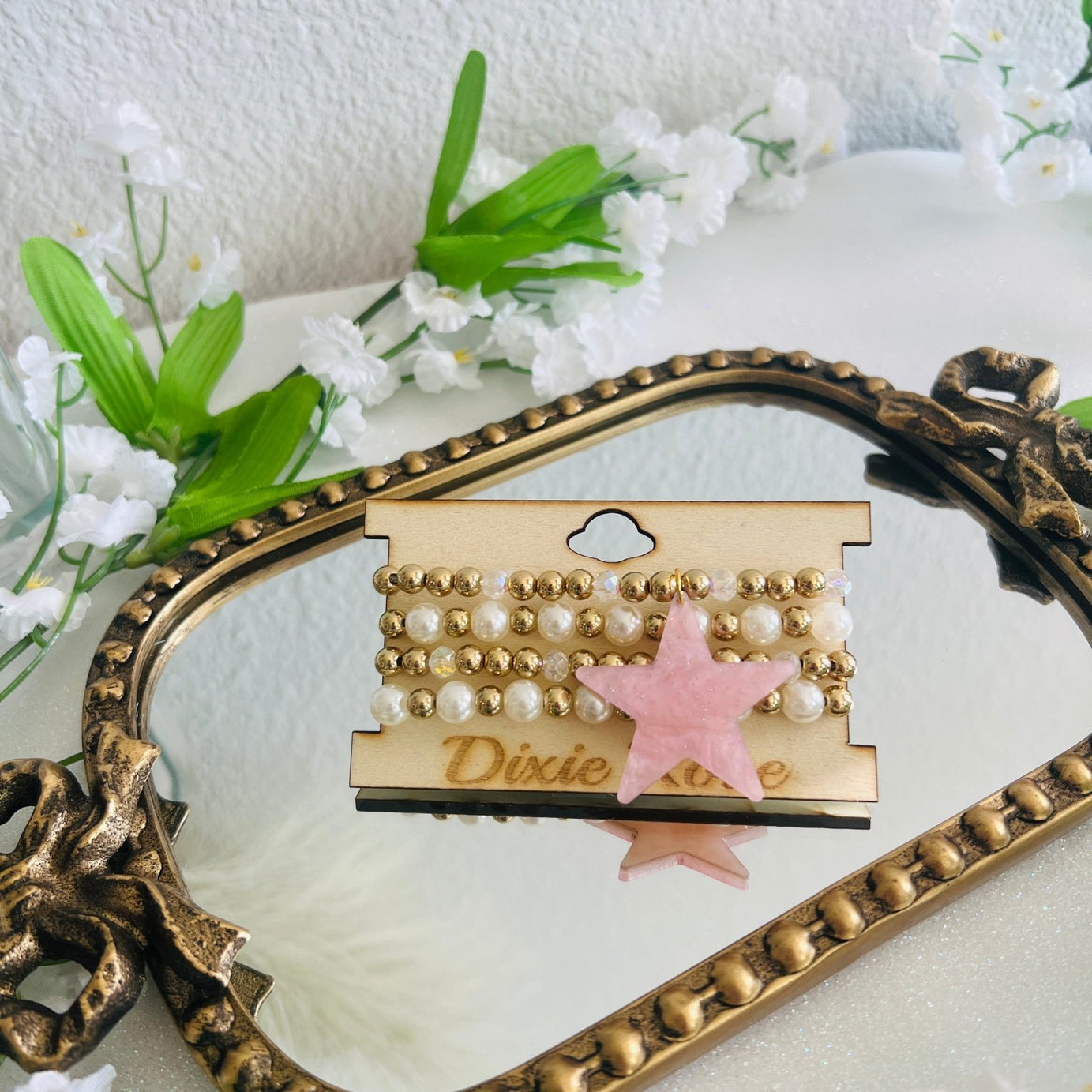 Gold & Pearl Star Bracelet Stack - Dixie Rose