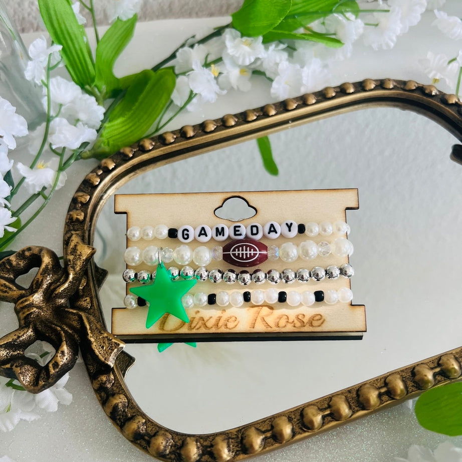 Green Gameday Bracelet Stack - Dixie Rose