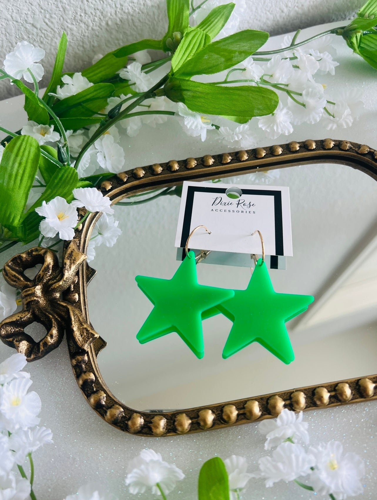 Green Statement Star Hoops - Dixie Rose