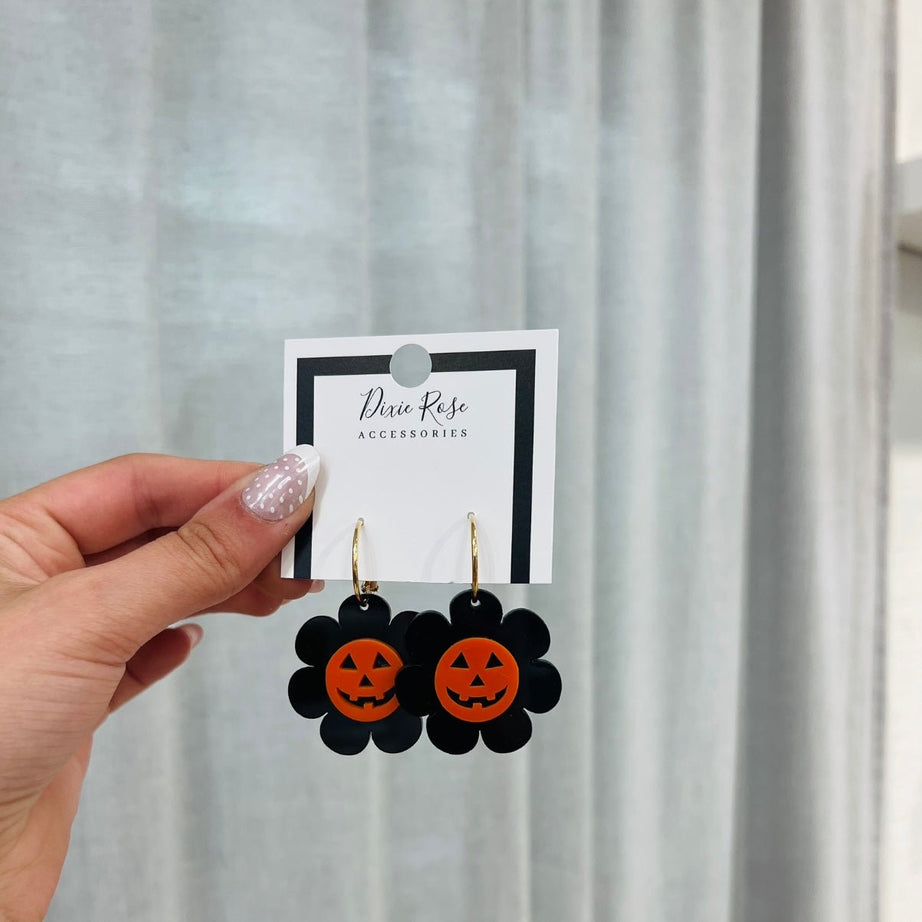 Jack - O - Lantern Flower Earrings - Dixie Rose
