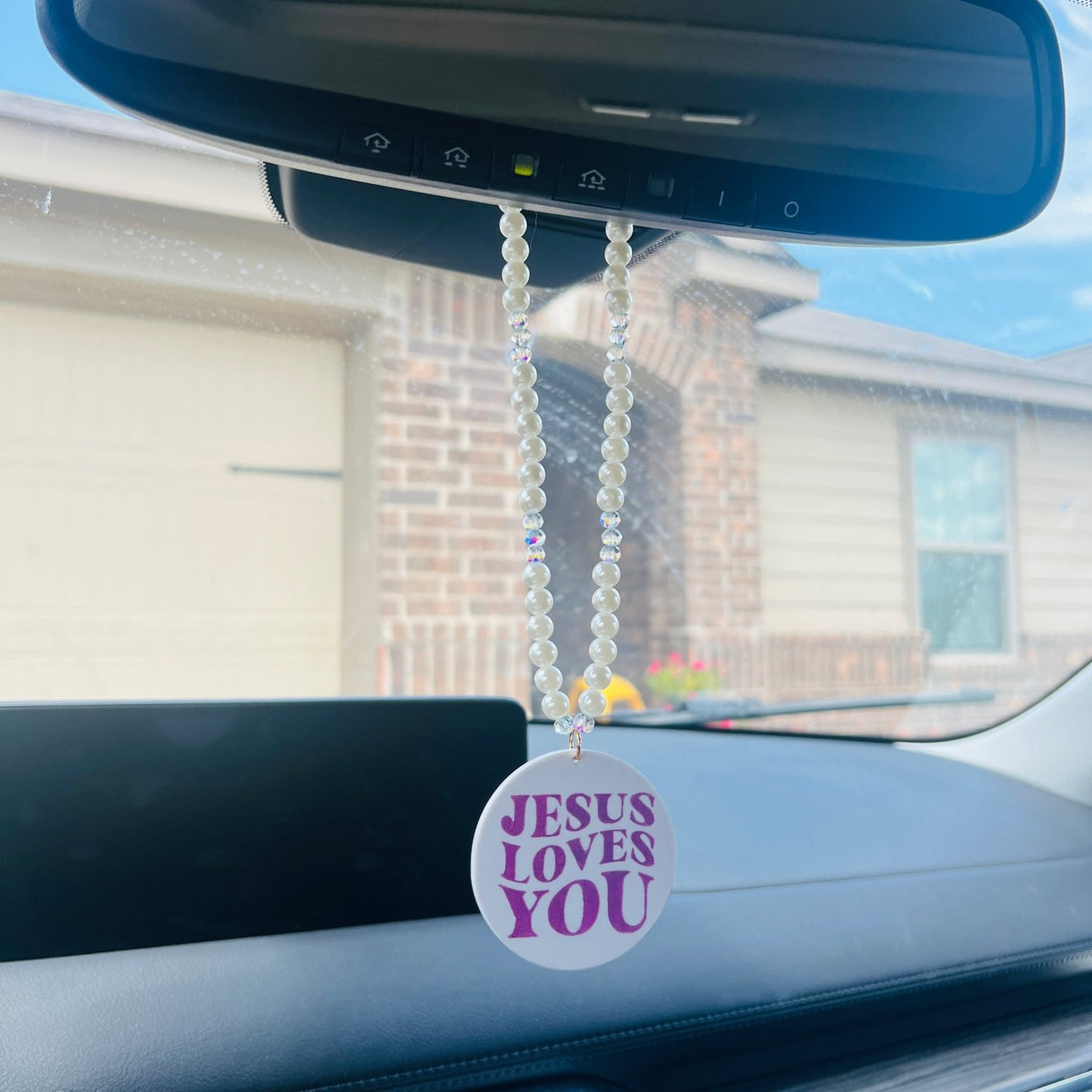 Jesus Loves You Car Charm - Dixie Rose