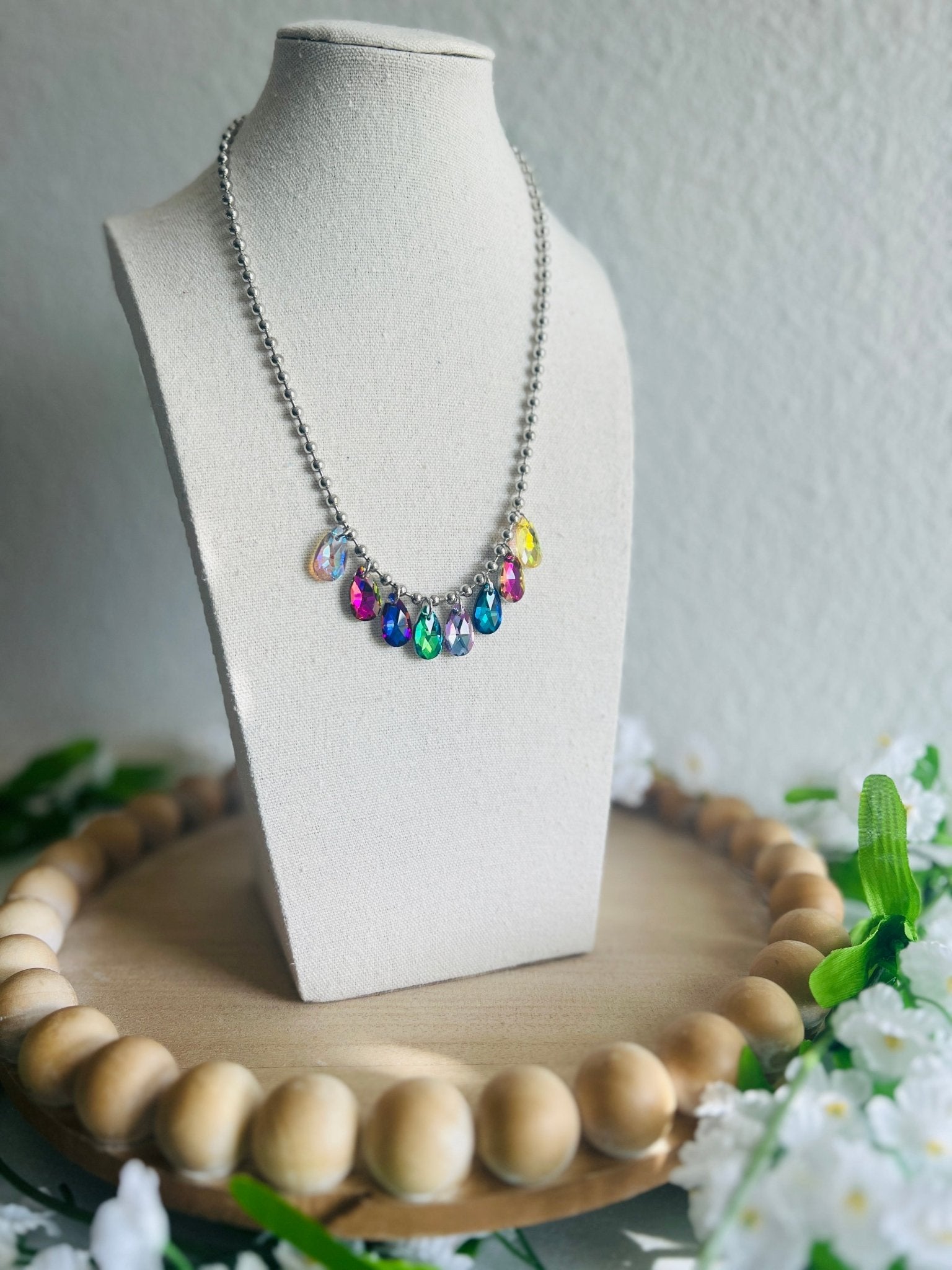 Jewel Charm Ball Chain Necklace - Dixie Rose