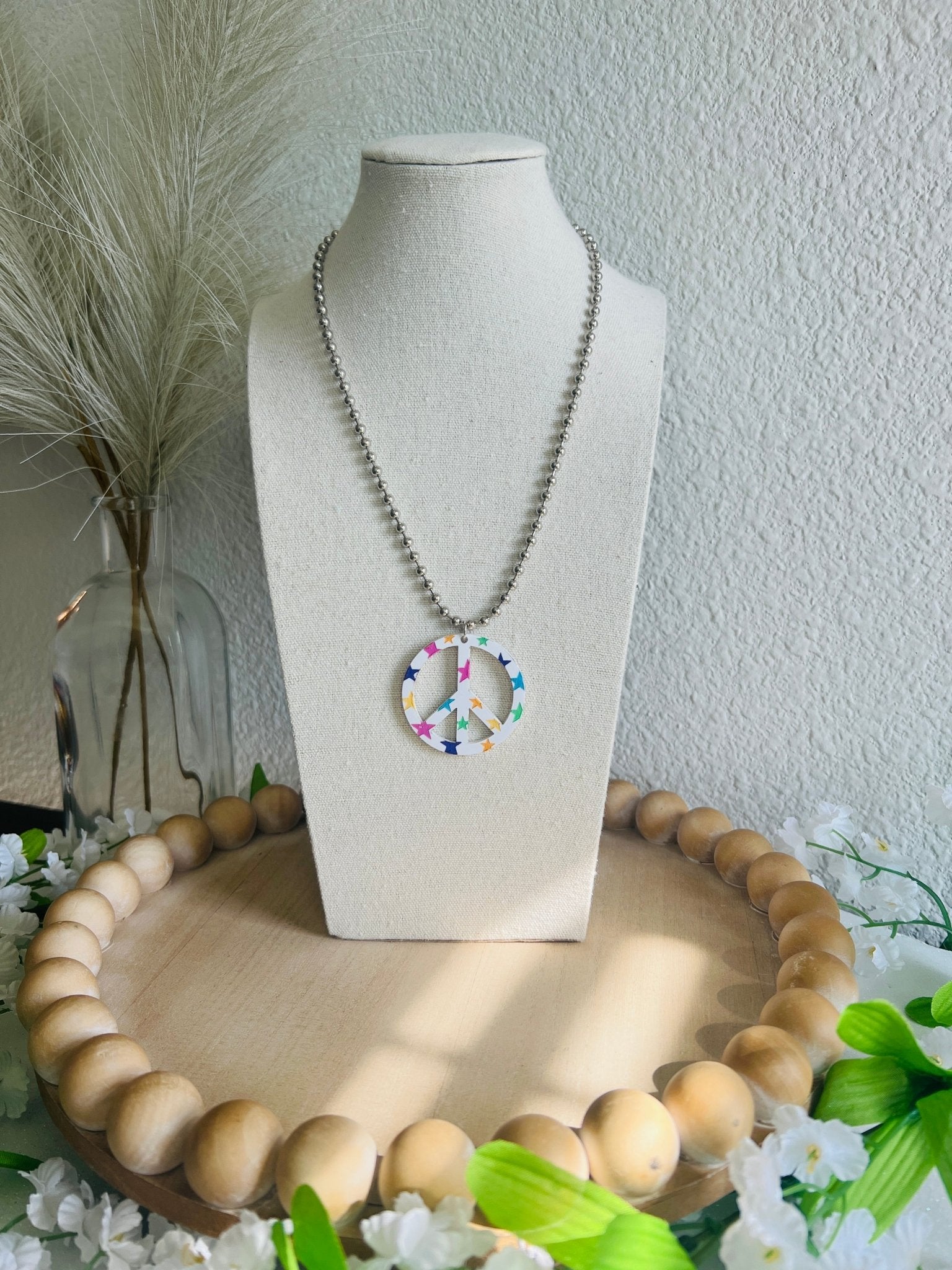 Multi Star Peace Sign Necklace - Dixie Rose