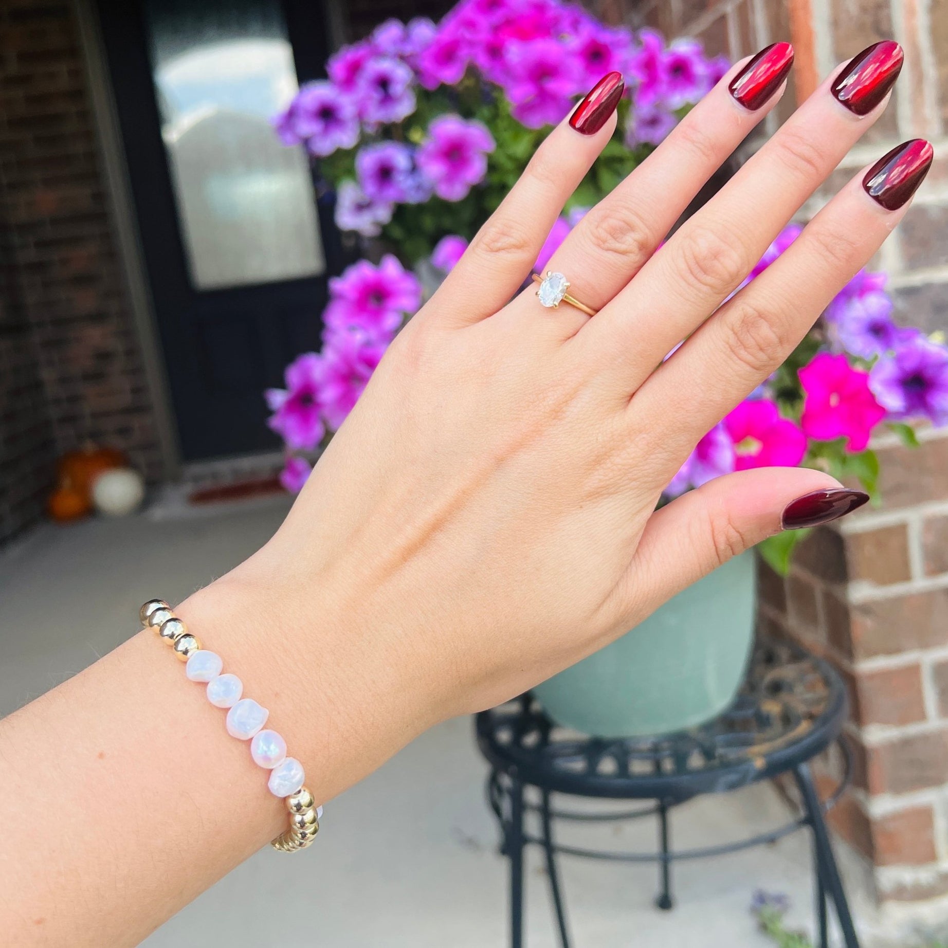 Olivia Pearl Gold Bracelet - Dixie Rose