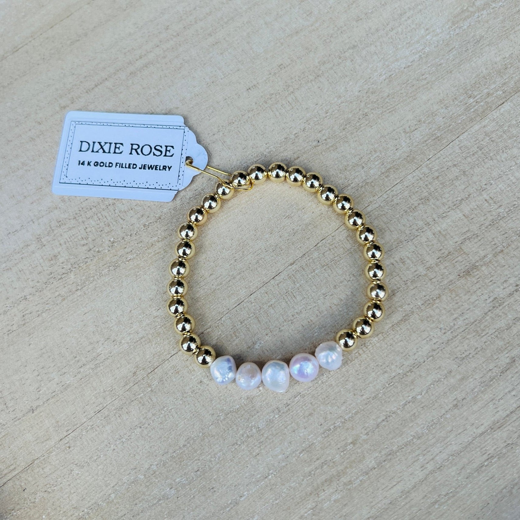 Olivia Pearl Gold Bracelet - Dixie Rose
