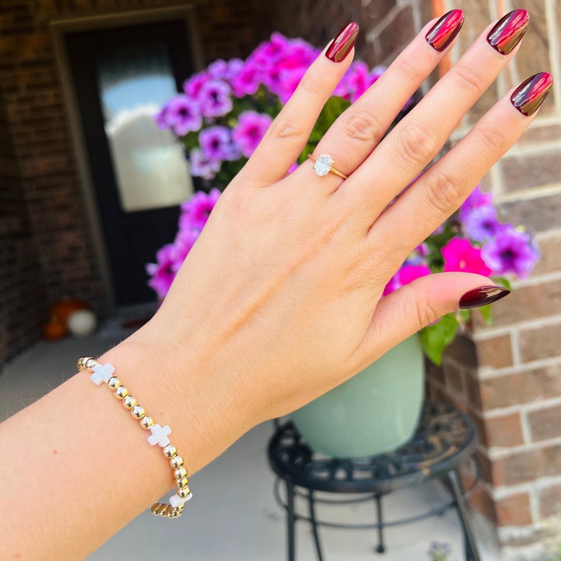 Pearl Cross/Gold Bracelet - Dixie Rose