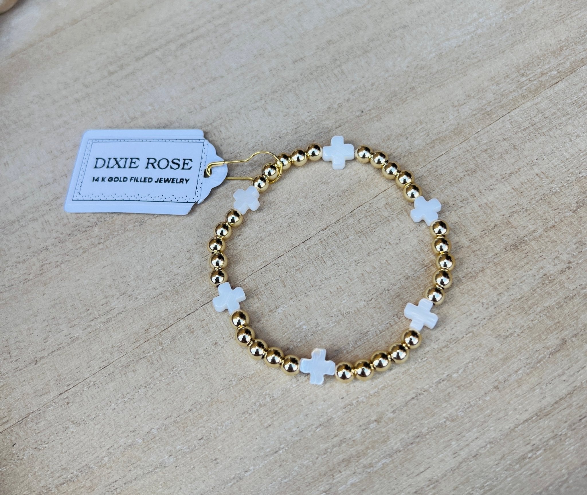 Pearl Cross/Gold Bracelet - Dixie Rose