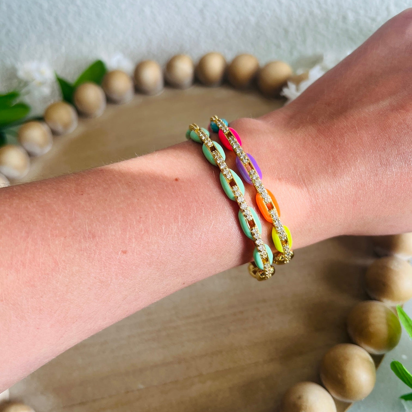 Plated Neon Bling Braided Cuff Bracelet - Dixie Rose