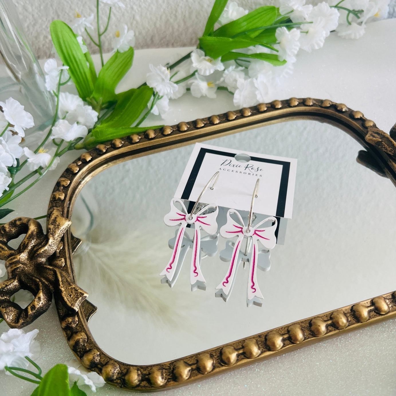 White Bow Hoops - Dixie Rose